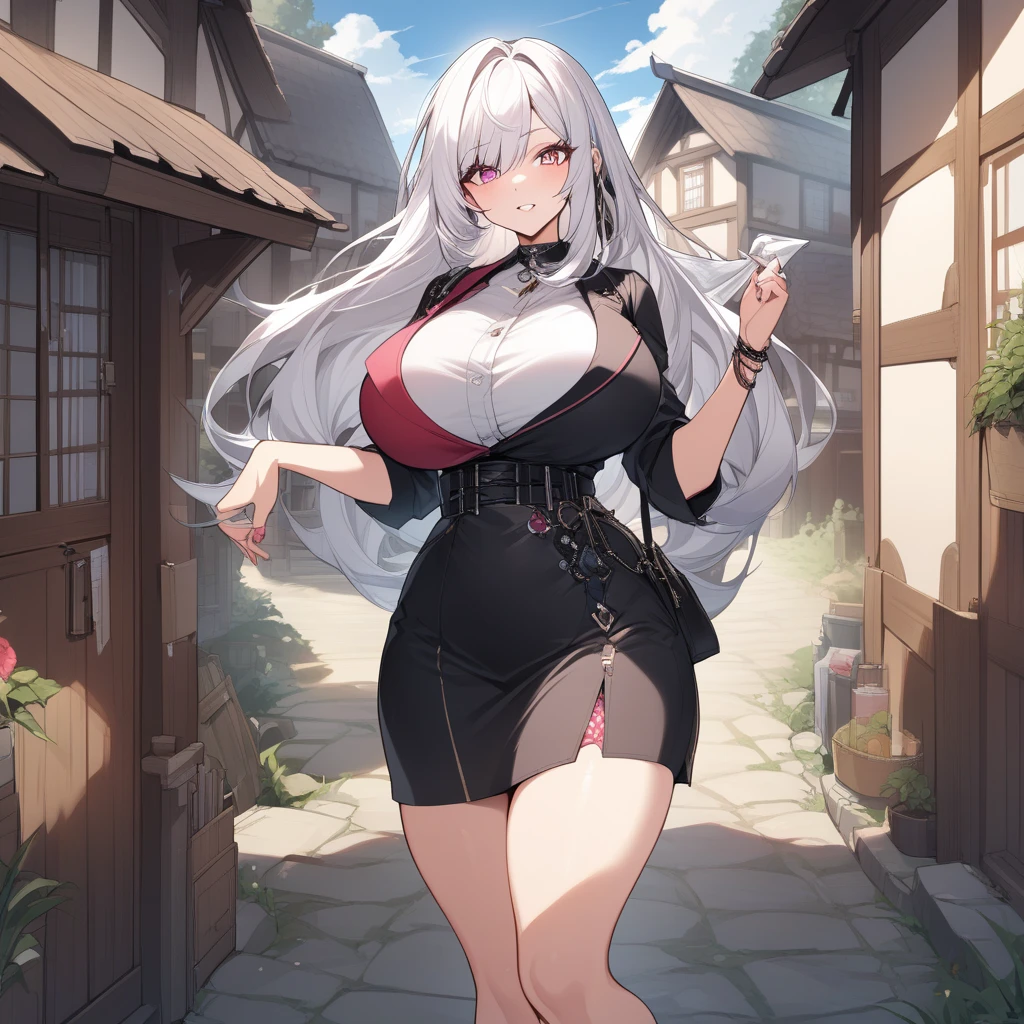 (High Definition:1.3), (Professional Photography:1.2), (very aesthetic:1.2), (absurdres:1.2), (sharp focus), (perfect light), catgirl, silvery long white hair, fiery red eyes, black cat ears, black swaying tail, voluptuous figure, Gigantic breasts: 1.8, red windbreaker jacket, shy-seductive face, seductive allure, endearing formidable, street, Tokyo, wall, laying on the wall, crossed arms, (Anime:1.3), cowboy shot, ((Masterpiece)), ((best quality)), (super detail:1.2)