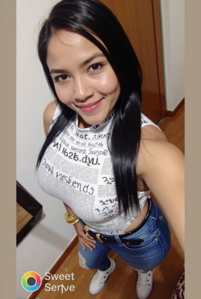 (Best quality, 8k, 32k, Masterpiece, UHD:1.2),Photo of Pretty Japanese woman, 1gril,black short hair,small breasts,(detailed white loose t-shirt:1.2),denim pants,necklace,(detailed blue lace bra:1.1),(leaning forward:1.8),looking at viewer,pov,looking down,across table,(hands on table:1.1),smile,in cafe,upper body, all fours,