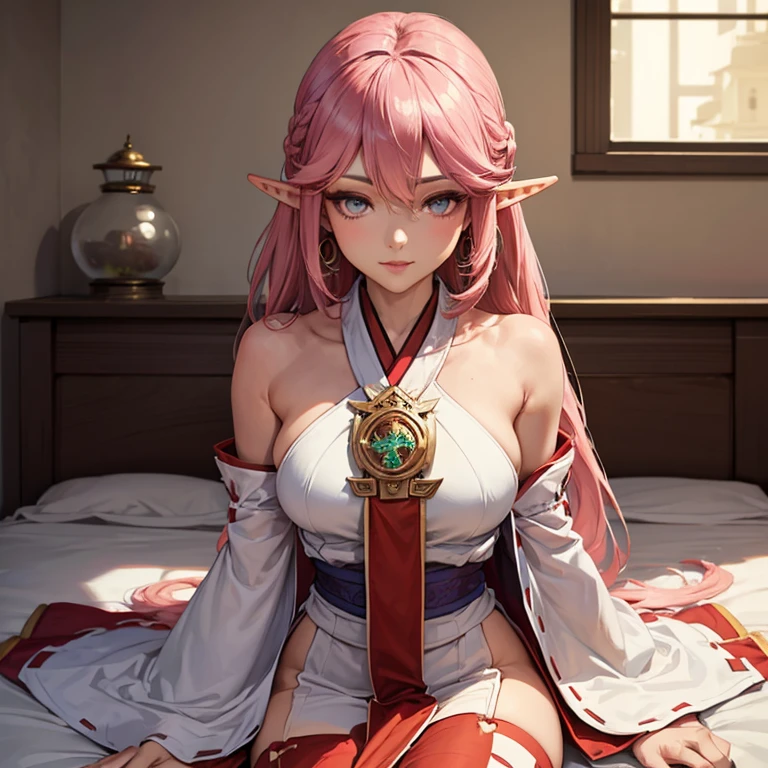 day,(face lighting:0.8),bright backlight,super high resolution,Best quality,Photo,4k,(realistic:1.2), Shenzi,1 girl,long hair,(pink hair:1.2),Purple eyes,(very long hair:1.4),look at the audience,separated sleeves,Jewelry,wide_sleeves,(hair_ornament:1.4),japanese clothes,hip, naked, caresses himself, shaved crotch, current, wet, moans, legs spread, naked писька, pussy, 18+ большая naked грудь, on the bed