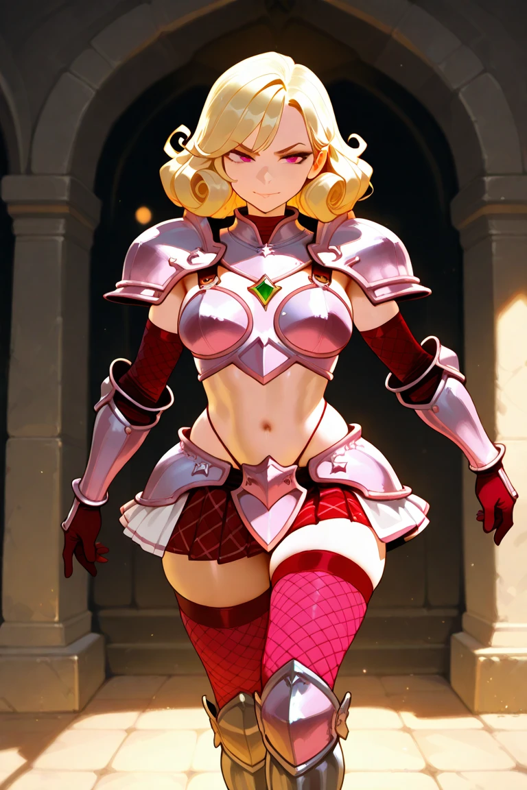 Princess Peach, from super Mario, as a sensual medieval knight, pink armor