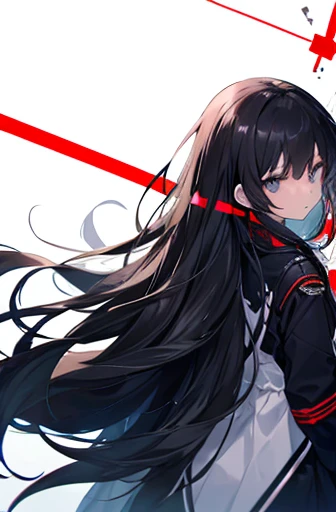 thin woman. breasts. long black hair. wearing haori. black background. white line art. in an apartment. Fight pose. Outfit Suit female japanese. Suit black and haori orange. User katana. Page panel manga