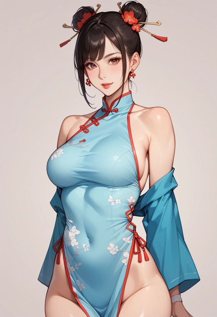 (masterpiece, Highest quality: 1.3), One girl, personal,(Conservative dress: 1.8),Light purple cheongsam,Black silk stockings, Light cyan robe, (mature: 1.4), Dark purple hair, Tie your hair up, Cold Eyes, Purple eyes, hairpin, Gorgeous Accessories, Fluttering cloak, Medium Shot, so beautiful, traditional Chinese painting, Medium Shot, Clothing ink painting style, High detail, masterpiece, Super detailed, Highest quality、Move the tick part to the side、Big breast beauty(Tall Woman, Slim figure, Firm breasts)、Estruating from behind、Squat、Girl straddling guys(Cowgirl)、Penis in vagina(The glans reaches the uterus)Inserted(SEX)、in the middle、 Dripping from the vagina、Showing vagina、Thin pubic hair、Open your jacket、Show your breasts、Nipples erect、Dripping saliva、Red cheeks、Dementia smile、close your eyes、A close-up look at thighs from a low angle、Ahegao、Cowboy Shot、Front facing,Realistic photos、、NSFW、、Front tucked up、From below、orgasm