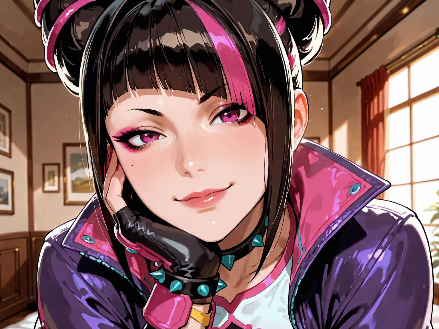 1 girl,sexy body,perfect body,very tight clothing,shows a lot of skin,sexy clothes,,Breasts peep out,standing in the garden,close up shot,arms behind back,sakura haruno,red hairband, white shirt,black jeans,hot, big breasts, front view, pornographic pose
