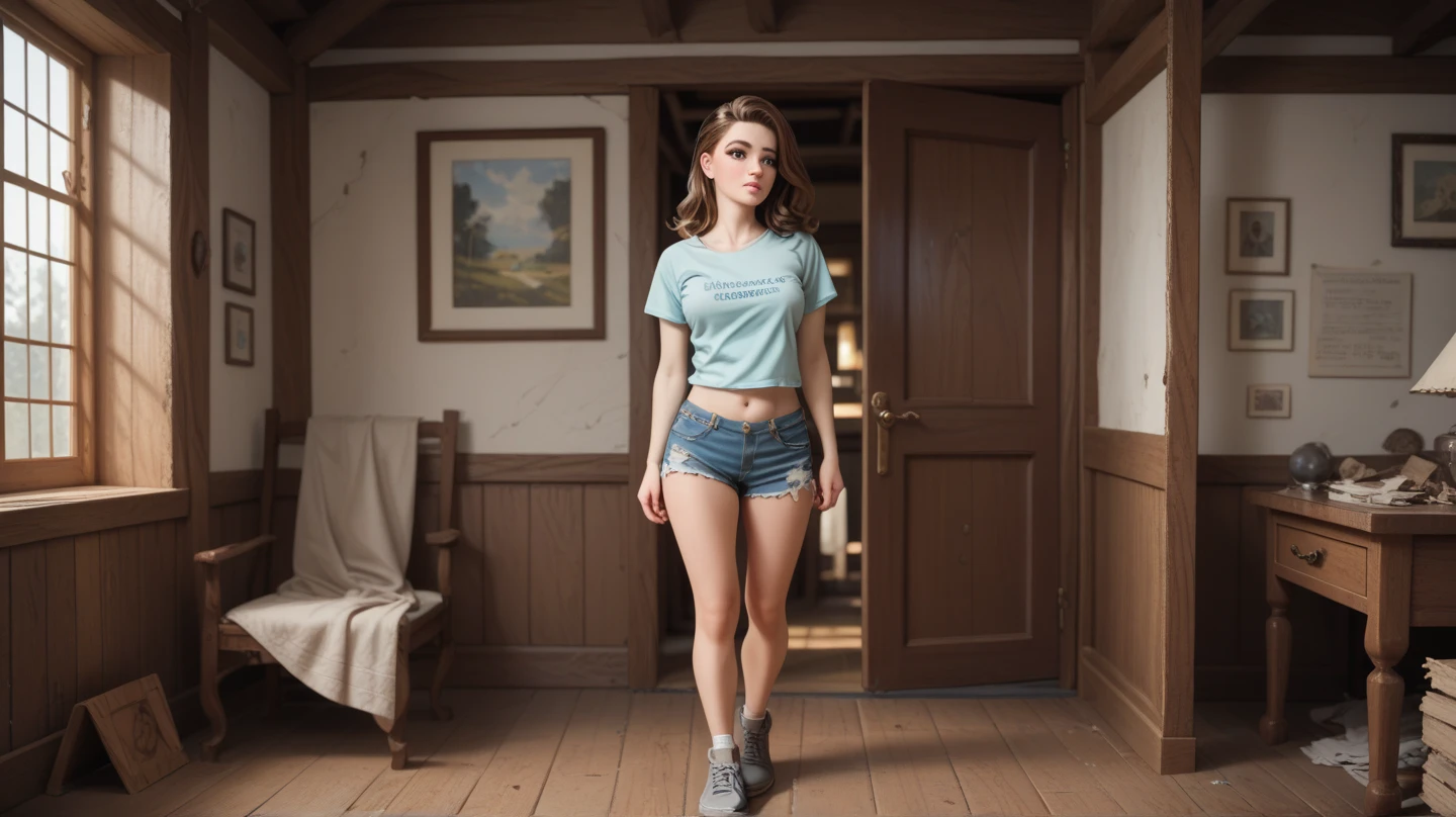 Beautiful 17 year old woman, Brown hair, perfect body, round legs