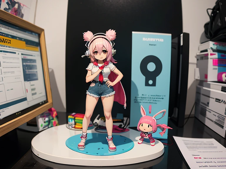 Furry girl, young, dog, cute hair, long ponytail, blonde hair, stars hairpin, red eyes, small breasts, detailed body fur, ((small pink jacket, open clothes, white frilly bikini, white frilly skirt)), masterpiece, looking at you, two tone body fur, turquoise body fur, clear turquoise body fur, detailed face, big eyebrows, detailed eyes, detailed body, music studio, detailed hands, glistering body, shiny body, skinny, :3, floppy dog ears, full body, feets whit three toes,
