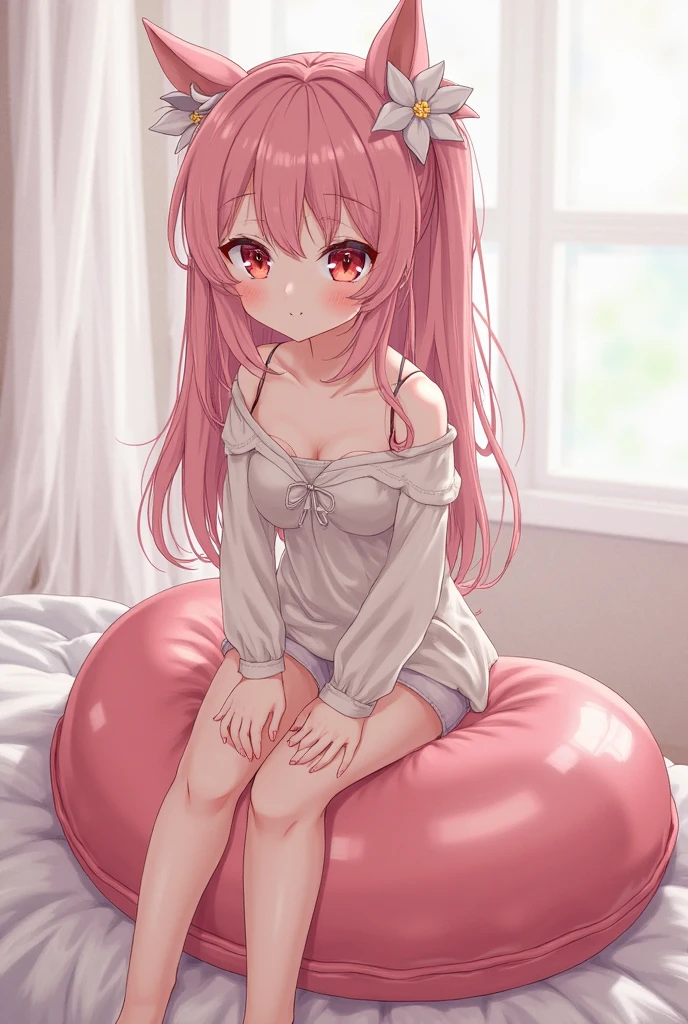 1 girl,half closed eyes,blush,heart-shaped eyes,pink hair,blue eyes,two side up,shoulder,good,feet,(5 feetの指 1.5),five fingers,from below,feet focus,evil children,school sailor uniform,Nsfw,nsfw,(full body:1.2),(look at viewer:1.2),(all fours:1.2),(white pantie:1.3), ass, ass focus, back