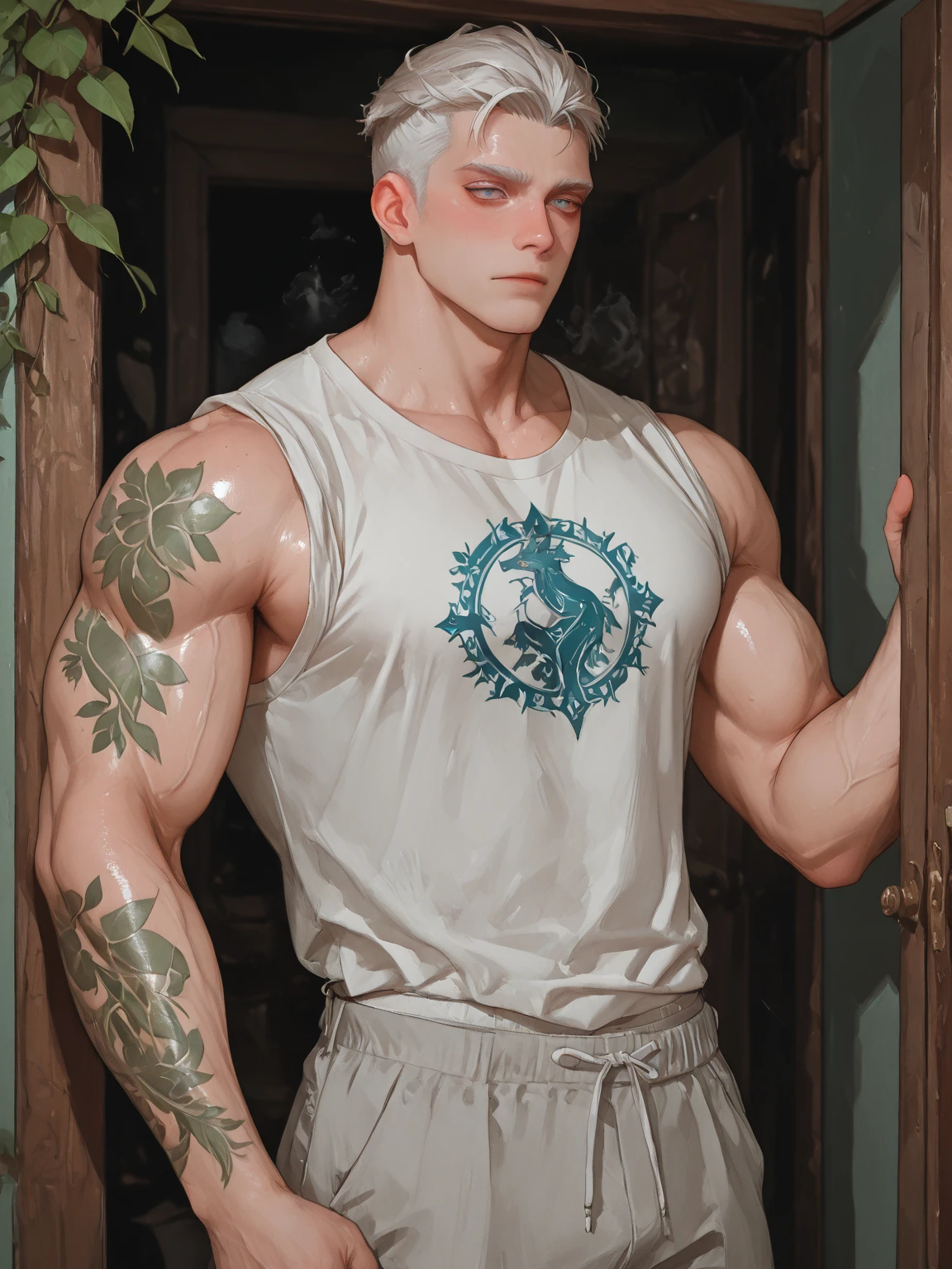 Model design,Tide play blind box,3D naked boy,GK, The whole body of the character,base,Wu Shixun,Raised sexy,coda,Long horns on the head,Transparent wings,Handsome cybernetic boy looking at camera lingerie detailed muscular reality masterpiece,musculous