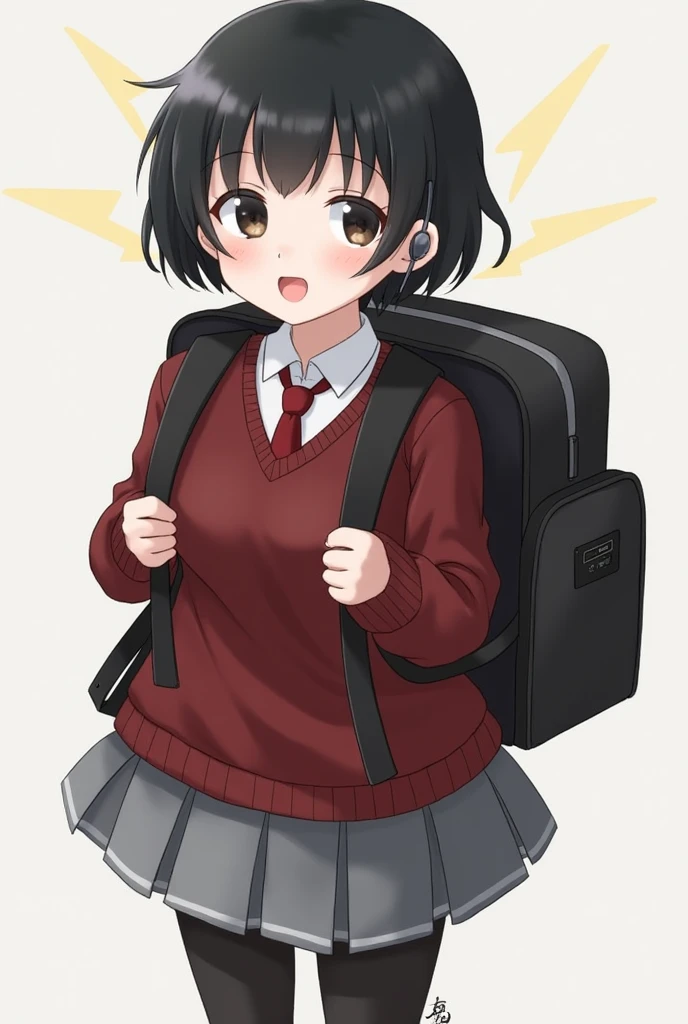 bus interior, BREAK child, height-challenged, ssbbw, Sitting, put on randoseru, happy smile