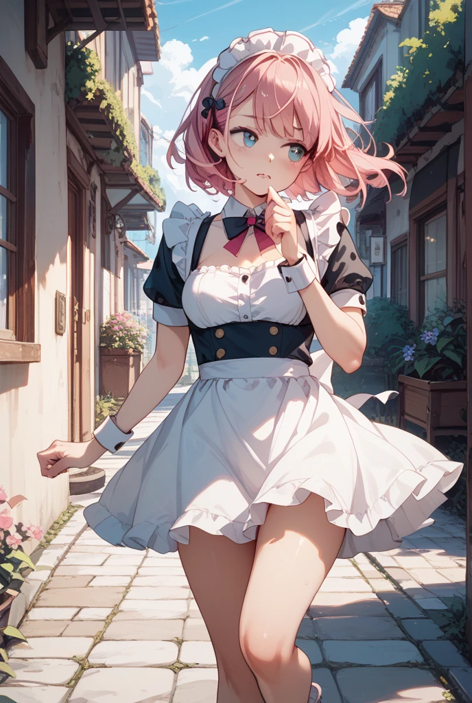 Pink Hair、ピンク目girl、Small breasts、Hair Bun、girl、Small breasts、Lolita、Bright smile、Looks about 15 years old、Petan Musume、short、目のhighlight、Sexy thighs、雨☔️、A see-through outfit soaked in the rain、Your eyes are so beautiful、highlight