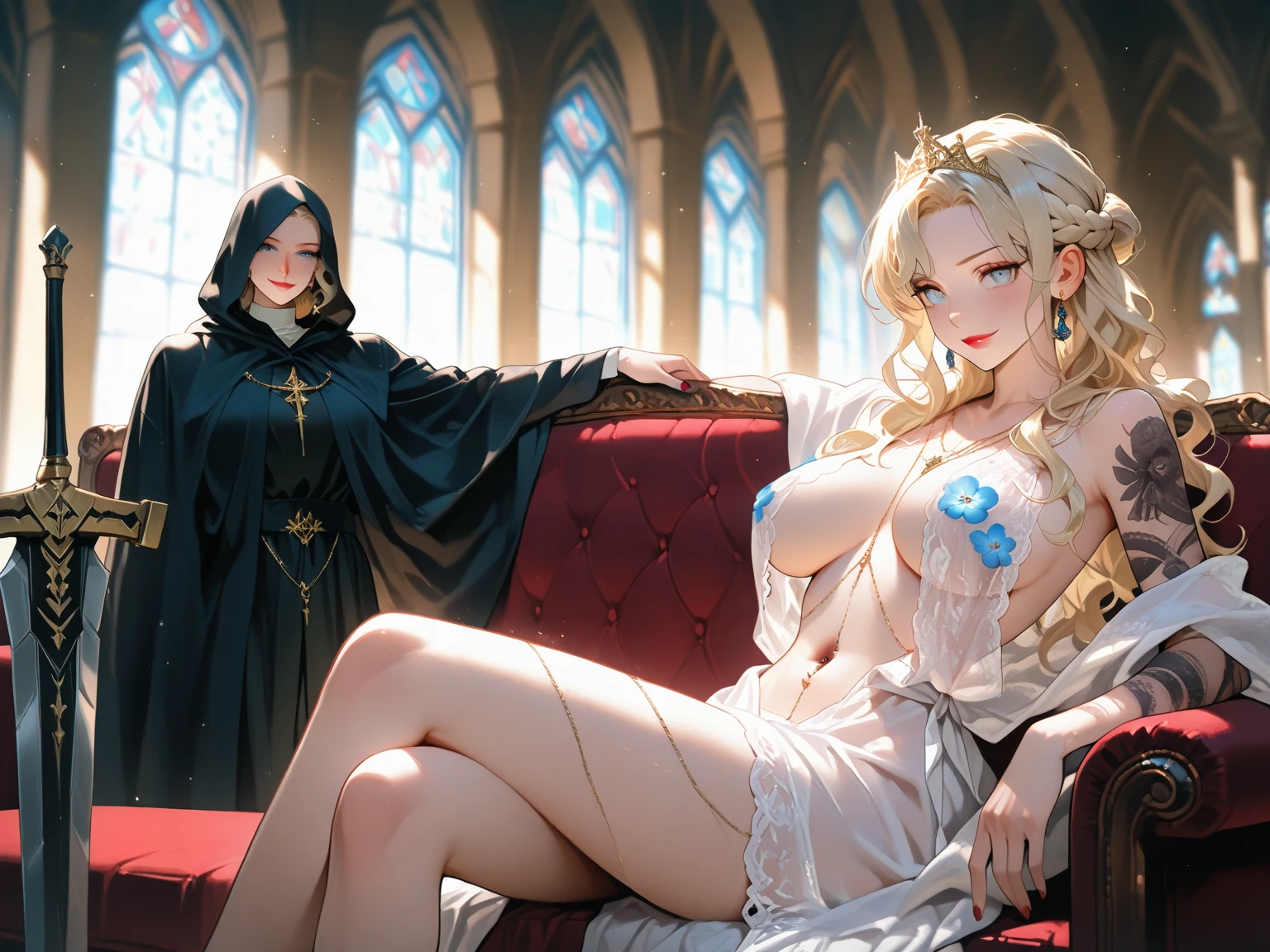 best quality, ultra-detailed, white witch VS black witch, magic arts, sorcery
