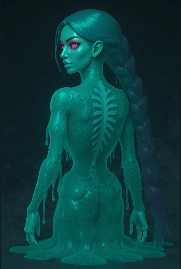 arafed girl with green hair posing naked in front of a white wall, bulma from dragon ball, photorealistic full body, creepy pose, distorted pose, sexy pose, character is in her natural pose, hands behind her body pose!, lone  female goddess, alien girl, barefoot beautiful girl alien, 145 cm tall, green legs, 
(full body:1.8), (upper body up:0.3), (hyper realistic:1.4), (realistic:1.3), (best quality real texture skin), Detailed eyes, detailed face, PERSEPHONE, (SFW:1.5) Hyperrealistic, LESS saggy breasts, (SMALL BREASTS:1.5), (HUGE LEGS:1.5), (LESS THIGHS:1.5), pernas perfeitas, pernas perfeitas, pernas lisas, pernas lisas e perfeitas, pernas torneadas, coxas torneadas, pernas lisas, coxas lisas. (pose erótica:1.5), (sobrancelhas espessas:1.2), (Grandes olhos roxos:1.2), (olhos ultra detalhados:1.4), (Olhos de alta resolução:1.1), (textura de pele ultra detalhada:1.4), (Belo corpo tonificado:1.1), arco de cabelo, (Pele úmida:1.1), (rosto sensual:1.5), (tan, , , sd character:1.5), (SD CHARACTER:1.5), (SD, CHARACTER:3.0), LITTLE PERSON, SMALL PERSON, MIDGET