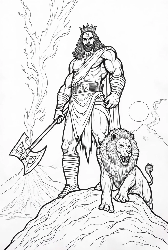 Create a coloring page of zeus with no colors