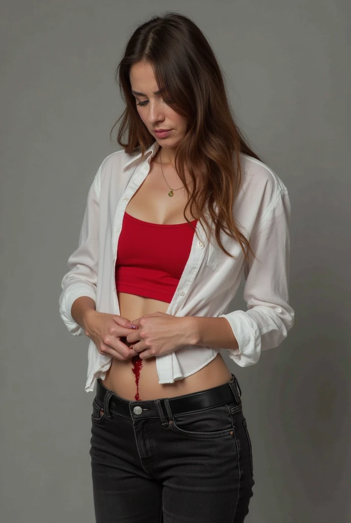 Michelle Monaghan dressed in sexy casual clothes and smiling
