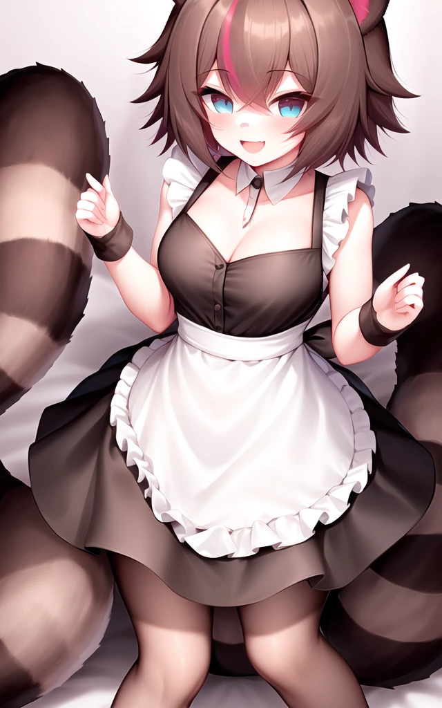 by zackary911, (coffeesoda:1.1), hioshiru, zackary911, puro, anthro, futanari, solo, fur, 2022, lidded eyes, maid outfit, cat maid, large breasts, black skin, black gloves, thigh high socks, collar, tail bow, large purple knot, gigantic balls, huge genitals, watery genitals, hugepurplecock, largedick, presenting, whitecum spewing from hugepurplecock,