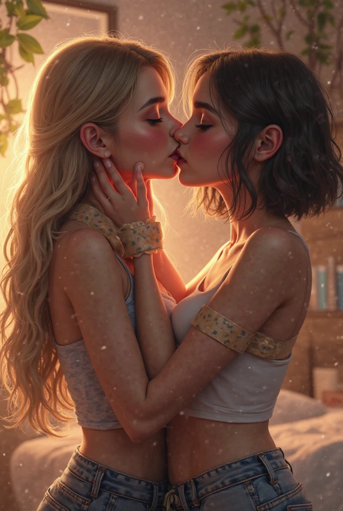 masterpiece, photorealistic:1, field of flowers, nature, scenery, outdoors, valley, wide_angle_shot, beautiful 20 year old woman, 2girls, kissing, elegant, blond_hair, short_hair, blonde, kneeling, jewelry, necklace, hair_up, cleavage, red dress,best quality, faint_smile, evening, soft_light,
medium_breasts, bangs, extremely detailed artgerm, photorealistic perfect body,detailed skin,