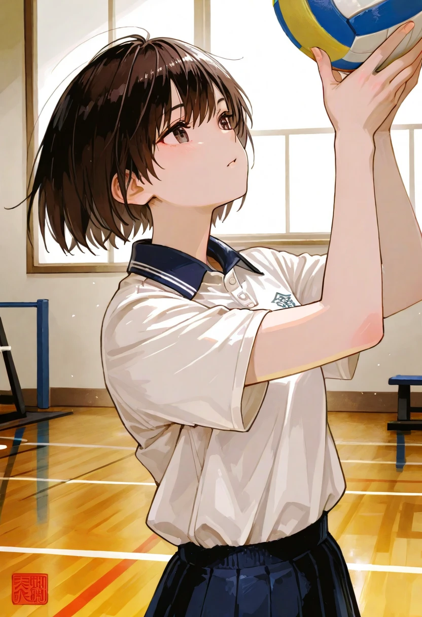 1girl, solo, white polo shirt, white sneakers, tennis suit, white panties, masterpiece, best quality, realistic, super detailed, (shiny skin, sweating: 1.4), ridiculous, looking at the audience, short black hair, brown eyes, slender, dynamic light and shadow, high resolution, sharp focus, depth of field, fine eyes, sharp pupils, realistic pupils, (small chest: 1.6), (thigh thickness: 1.0), outdoor, sky --auto