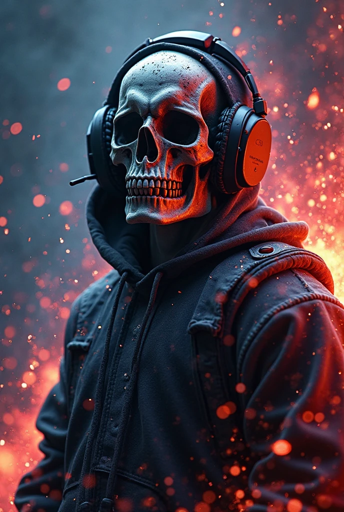 Skull with headphones getting shot