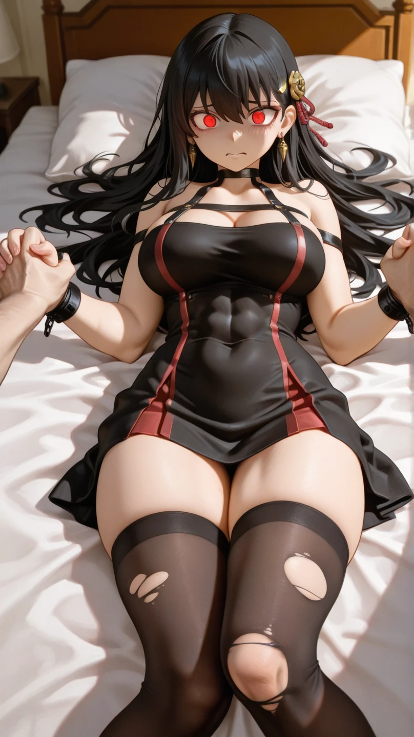 masterpiece, best quality, cowboy shot, night time, raining, 1girl, 1boy, red hair, long hair, torn black dress, torn black stockings, 
<lora:strangling:0.95>, strangling
<lora:povMissionary_v10:0.1> missionarypose, penis, lying, missionary, vaginal,
<lora:uneven-ahegao-wasabiya:0.75>, ahehalf, tongue out, saliva, drooling, trembling, constricted pupils
in the dark alley, modern city,