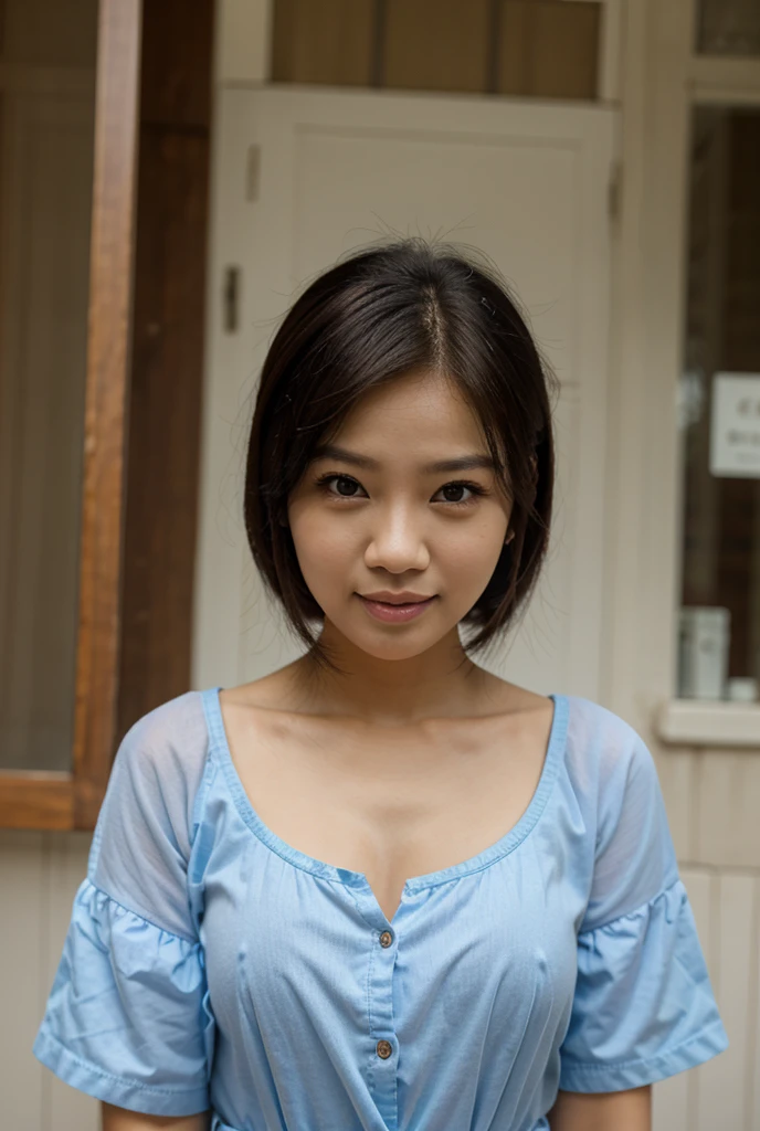 (best quality,highres,ultra-detailed),female asian model,beautiful, face photo, soft and glowing skin,dynamic lighting and shadows,natural outdoor setting,artistic portrait,subtle vibrant colors,subtle bokeh effect,selfie