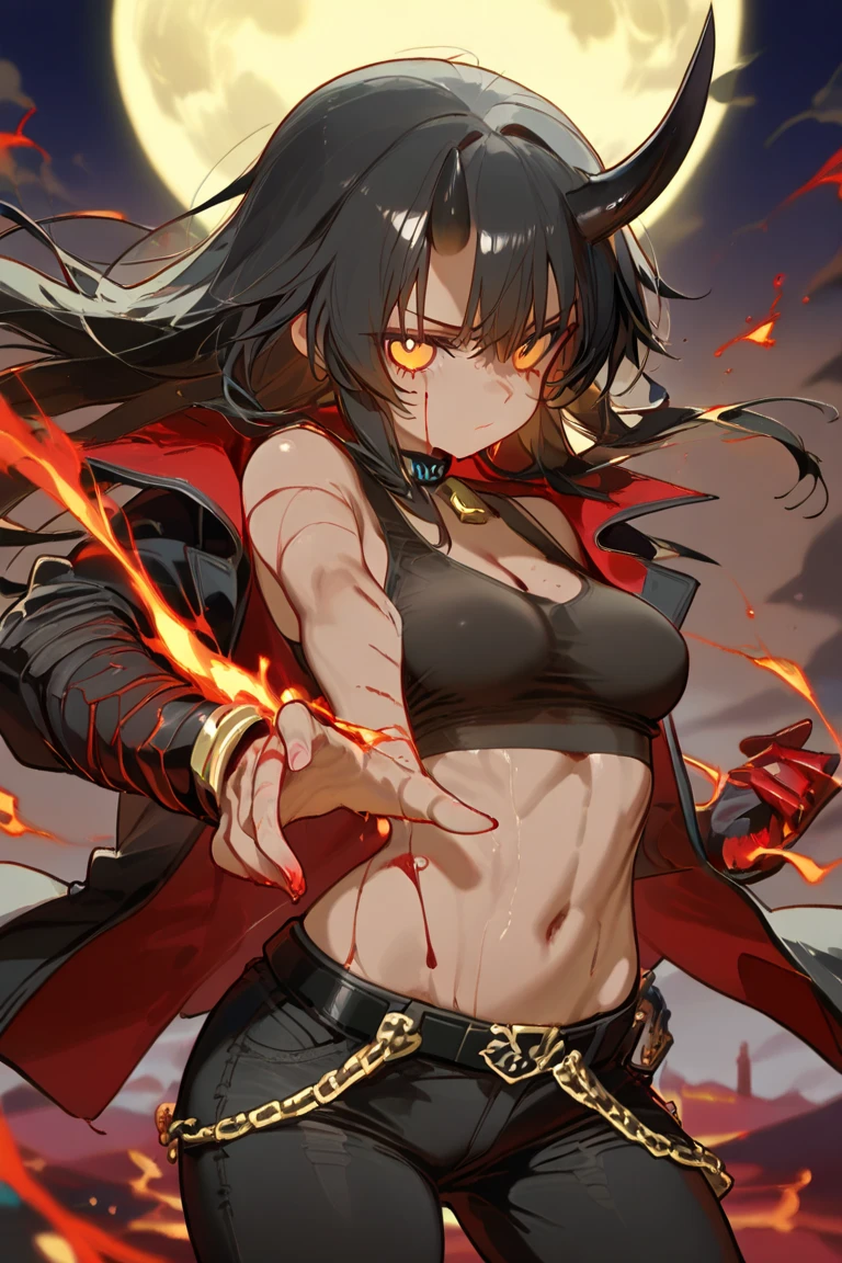 Hot Sexy Spider girl Wear damage Bikini with fire background , Full Body