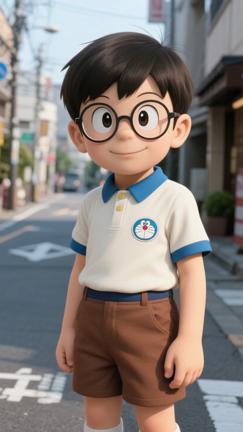 "Create a Studio Ghibli-inspired illustration of a joyful 3-year-old boy wearing glasses and a straw hat, dressed as a farmer, tending to the land. The background should be beautifully blurred to enhance the focus on the young farmer. Depict a heartwarming countryside scene with a distant corral and picturesque mountains. Use soft and inviting colors to capture the magic of the moment. Artists related to this style: Hayao Miyazaki, Isao Takahata, and Yoshifumi Kondō."