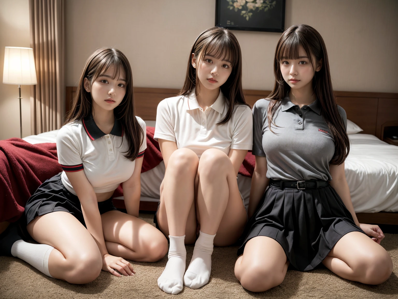 4 beautiful and pretty chinese 15 years old schoolgirls with dirty clothes in broken home