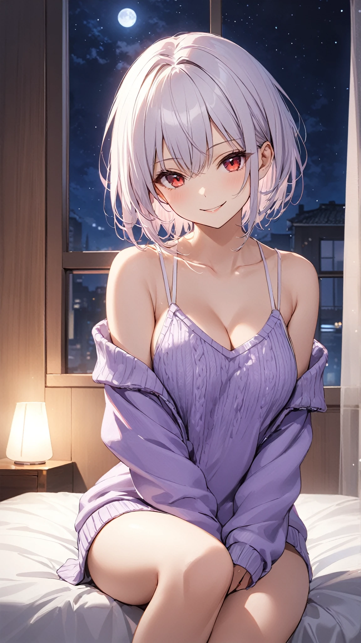 1 mature beautiful woman,(Highest quality,Extremely detailed depiction,Incredibly absurd high resolution,Anatomically accurate depiction,Curvy Legs),(Glowing Skin,Shiny skin),(The enchanting flower and willow),(Light colored off-shoulder tight sweater dress,Black Pantyhose),eyelash,(Pink Eyes,Sidelong glance,There is cleavage in the chest,A seductive smile,Glossy Lips,Flashy makeup,eye shadow,eyeliner,mascara,Put your hand on your cheek,Spread your legs),whole body,background:Inside the room,From below:1.1