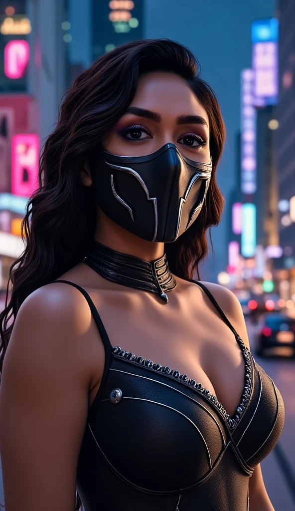 arafed woman wearing a mask with a black band around her mouth, profile picture, masked, sexy face, and - girl, e-girl