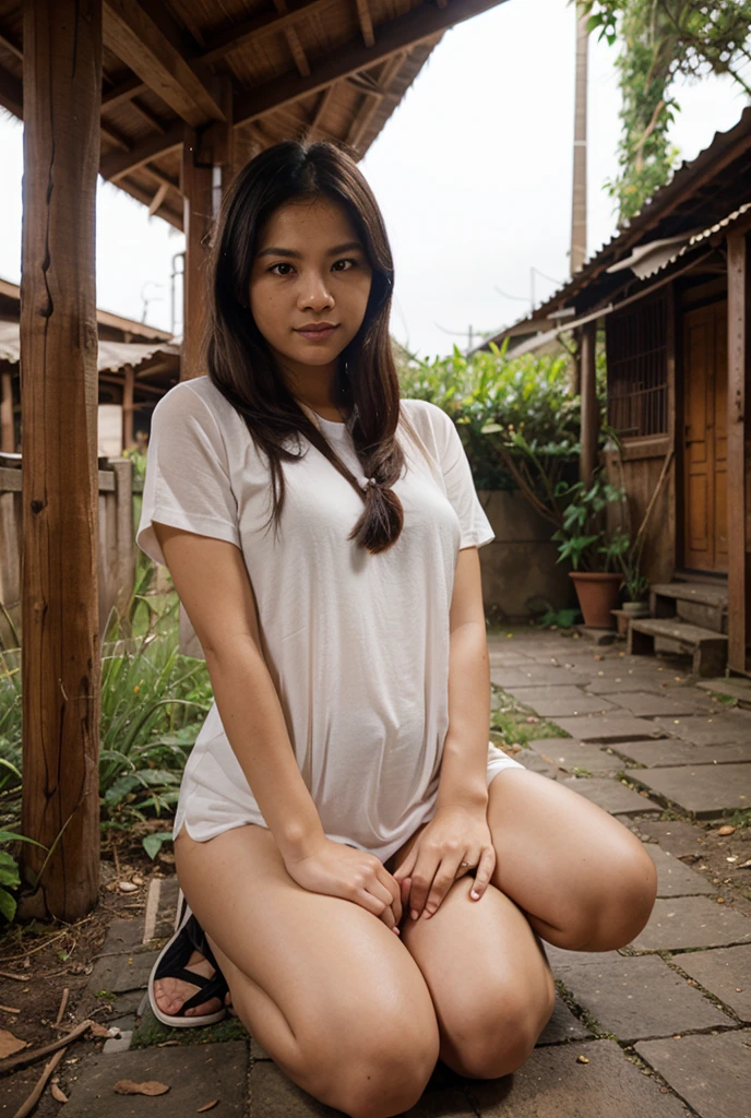 Beautiful Thai girl opens her legs with black hair