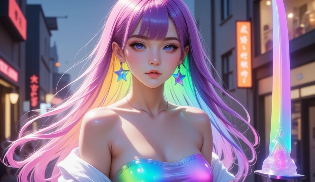 (masterpiece:1.4,
best quality),
(rainbow hair :1.4),
Eyeshadow Blending,
Fit Coloring,
bold Eyebrow Coloring,
Wing Eyeliner,
Finishing Touches,
soft red lips,
very young cute girl,
French Twist and Tuck