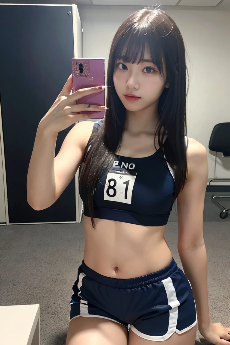 ((highest quality、8k、masterpiece:1.3))、sharp:1.2、Perfect body beauty:1.4、Slim Abs:1.2、((Layered Hairstyles、Huge :1.2))、G-Cup、plump and thick、high school girl、15-year-old student、Innocent、Childish、Wet:1.5、Highly detailed face and skin texture、Detailed eyes、double eyelid、Looking at the camera、茶髪のShortcuts、Sweat、Take a full body photo、Shortcuts、Beaver、short haired、short hair、belly button、track and Field club、Field、gym、Bloomers、