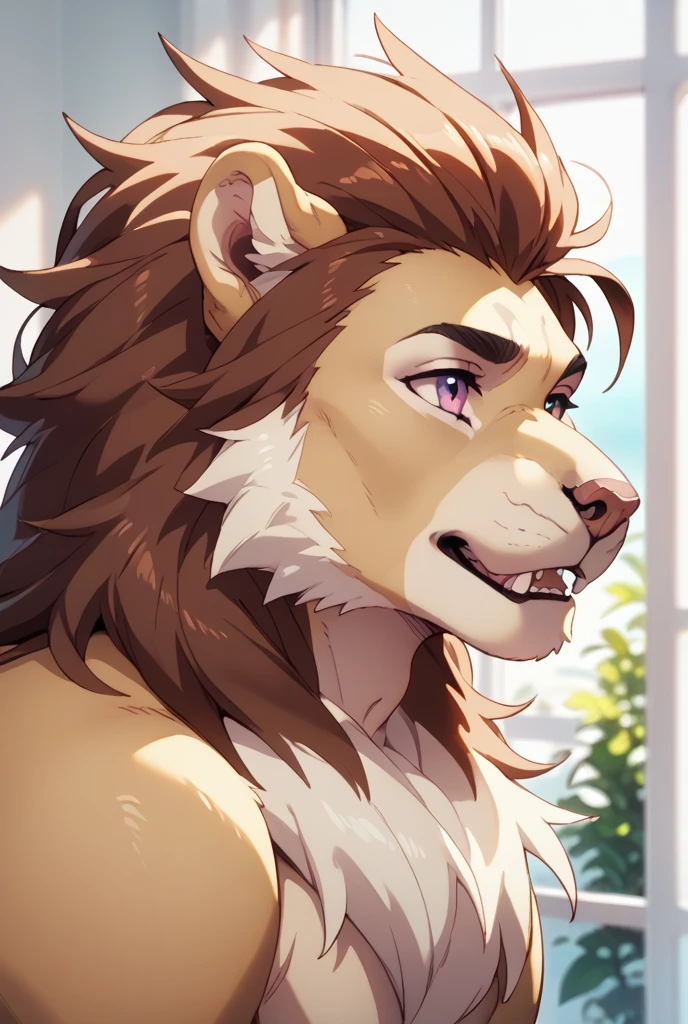 Solo, male, daddy, dad, father figure, mature male, lion,brown fur, grey hair, by mystikfox61, by darkgem, by glitter trap boy