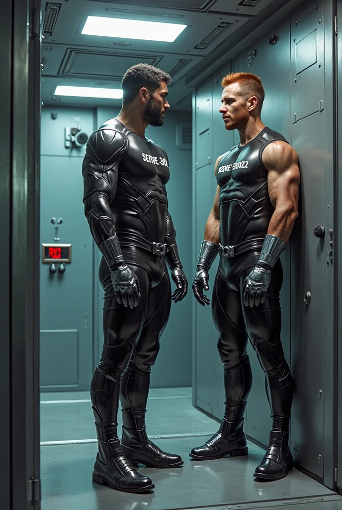 a strong man with a serious face, 30 anos de idade, standing front view, imagem do corpo pra cima
