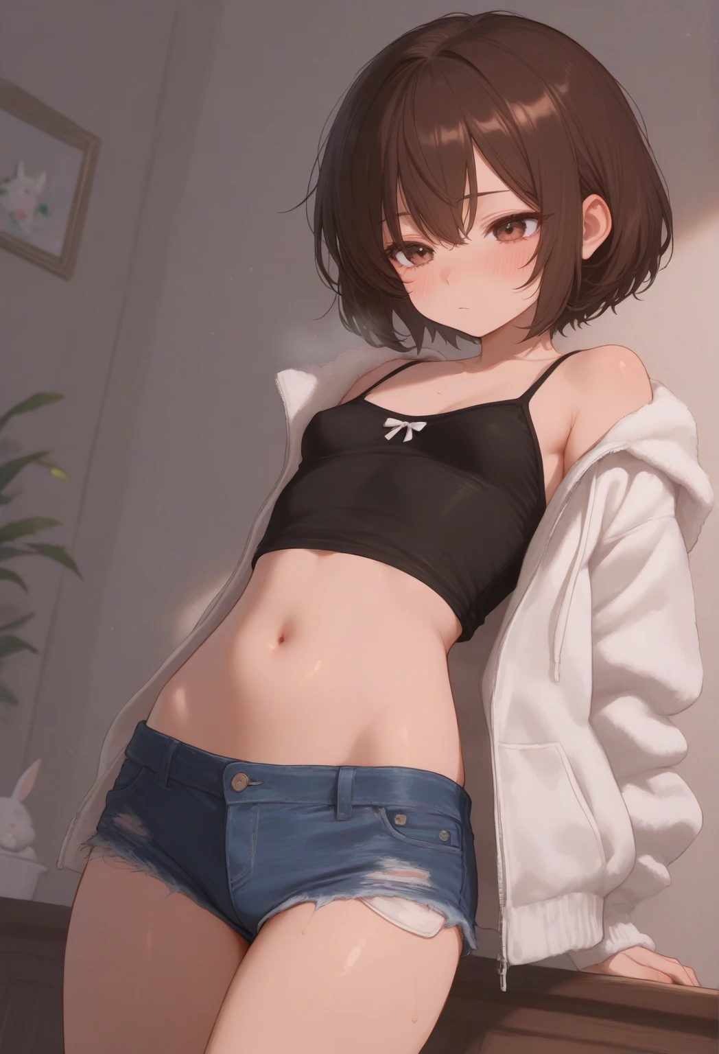 Girl, {Loli}, flat chest, messy short hair, tattered clothes, dirty, poor