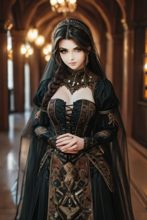 ((best quality: 1.5)) ((masterpiece)), intricate details, sharp focus, professional, real life, realistic representation of the face, dynamic pose, in the style of realistic and hyper detailed renderings BREAK ((detailed (((athletic, (suntan, (maroon gold chinoiserie renaissance ball gown, (queen, crown, jewels))), blackout eye makeup: 0.4, [skin detail:freckles:0.7], iceblue eyes), long curly hair [bright ginger hair:blond hair:0.7], smiling, shadows, red lipstick, outdoors, faraway castle)), professional lighting, photon mapping, radiosity, physically based rendering, ultra resolution, hyper-realistic)), photorealistic, hyper-realistic, 8K
