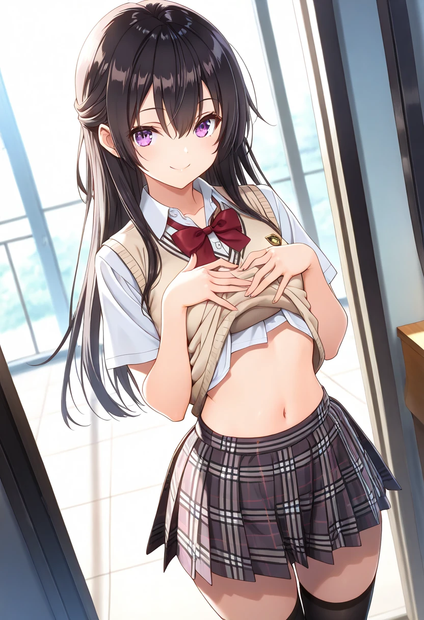 (table top), 最high quality, High resolution, very detailed, detailed background, perfect lighting, indoor, 1 girl, small, looking at the viewer, , Maid clothes, adorable smile, carrying a pink school bag backpack, (Randoseru Backpack:1.0), looking at the viewer, high quality, 8K, tits,nipple, ((sow off nipples under white shirt))