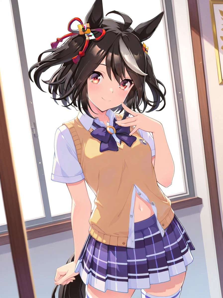 masterpiece, super fine illustration, best quality, light particles, ultra-detailed, 8K wallpaper, (bright colors:1.2), (a little girl),(high school uniforms:1.1),((braid hair,black hair)), (random breasts:1.1) disheveled hair, shiny hair, shiny skin, sweat, girl is soaked, (extremely beautiful random eyes),nsfw
BREAK
(burberry check panties),lifted by self,skirt lift
