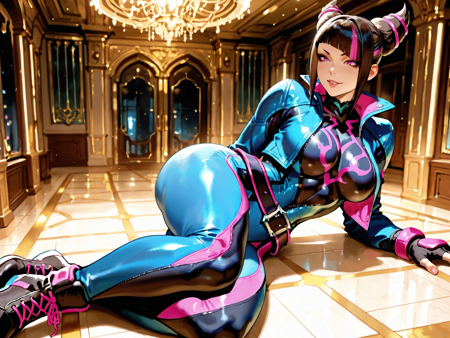 80s aerobics style、High leg leotard、Colored tights、loose socks、sneakers、Detailed picture、girl、25-year-old woman、Dynamic pose、Crotch line、Erect nipples、Y-shaped balance