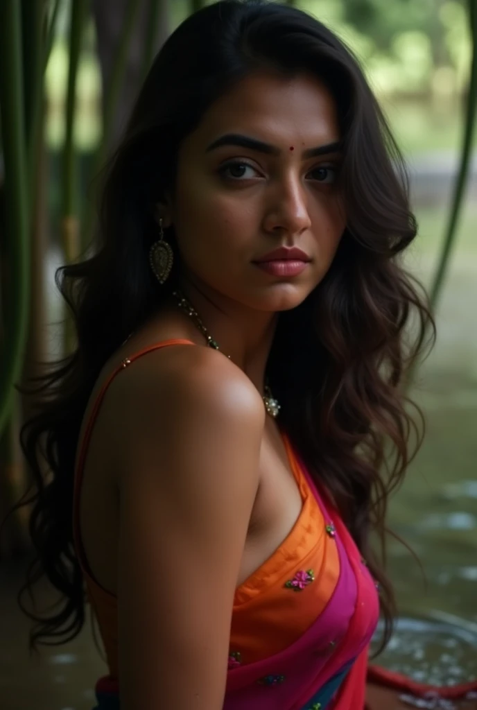 south asian facial features. girl. Should look very beautiful. pretty. Highly detailed and hyper realistic. The skin texture should be highly detailed and extremely accurate. thick black hair and brown eyes. Face must be accurate. Highly detailed face and facial features. Extremely accurate representation of face and facial features. Face should be highly detailed and hyper realistic.