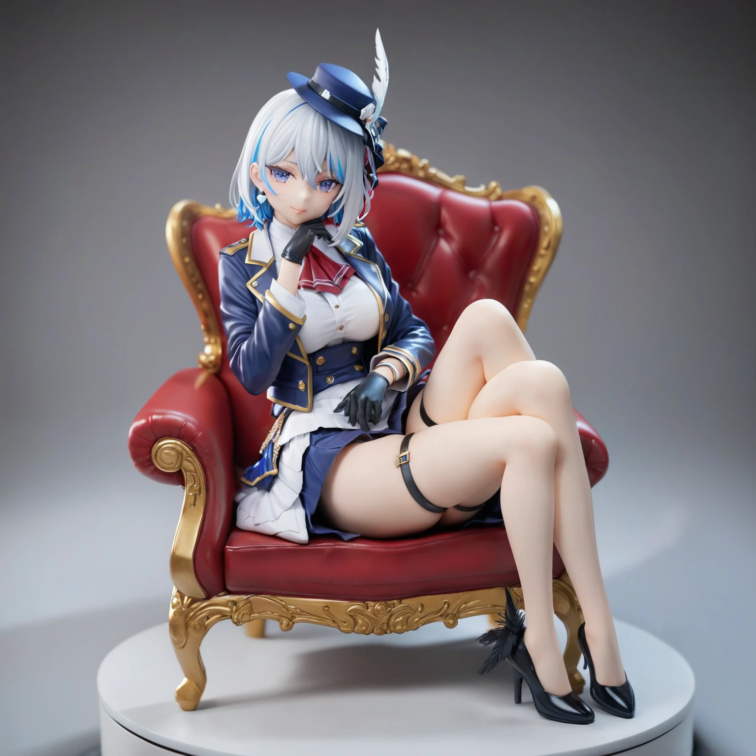 score_9,score_8_up,score_7_up,score_6_up,score_5_up,score_4_up,
<lora:blue_archive_all_v1:0.8>,bottomless,contrapposto,white_uniform,looking_at_viewer,highres,medium_breasts,cropped_jacket,solo,absurdres,arm_support,1girl,blue_necktie,earclip,underboob,crop_top_overhang,hand_on_own_hip,stomach,navel,black_thighhighs,pointy_ears,no_bra,aoi_\(blue_archive\),