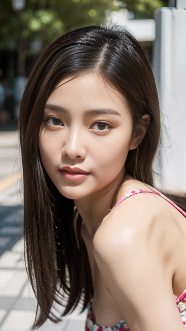Dark brown hair、Light brown eyes、Japanese actress、 Lady、I am about 40 years old..、(Intricate details:1.2)、(Which one is on top??:1.4)、 (Ultra-high resolution:1.2)、Ultra-high resolution、(Fine-tune)、(Detailed facial features)、Hmph、8k resolution、D cup size breasts、Long Hair、ハワイのBeach、ハワイのOcean、どこまでも続く空色のOcean、Shirahama、、Extravagant space、relax、、,Full body photo、Head to toe shot、Beautiful legs、Pink Swimsuit one piece、Beachベッドに座ってトロピカルジュースを飲む、Beachベッドにもたれかかる、Beachベッドに横たわって、Palm treeが背景に見えます、Fashion Hub, Extreme Detail, Very detailed, Realistic, sand時計本体, Obscene pose,、diagonally from below、Please lift your chin、relaxした表情、), ((Intricate detailsな背景, Beach, sand, Ocean, outside, Palm tree, dawn, Moody lighting, Warm lighting, Dim lighting, Bonfire, Night Sky)),