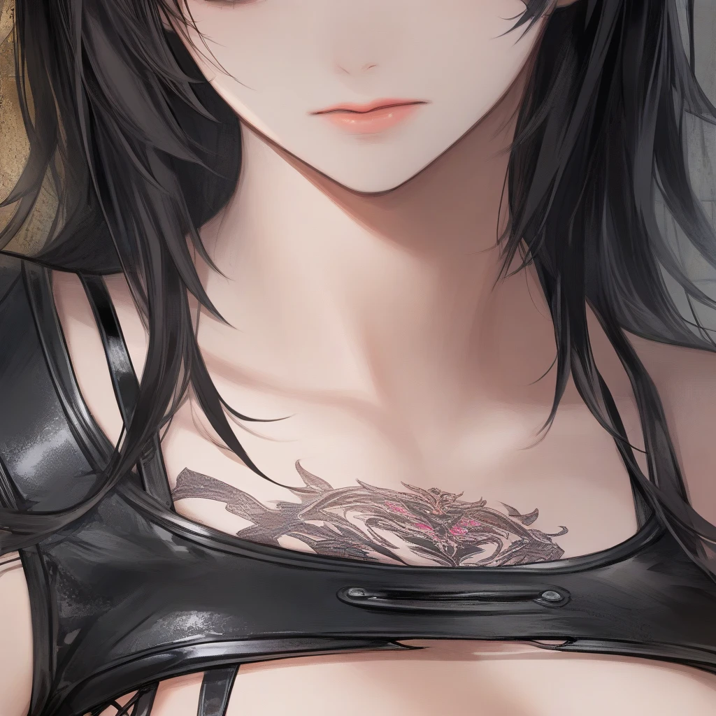 In the street Black Long Hair Aligned bangs Colossal tits Naked large amount of pubic hair (a tattoo of entire body:⒈5) (((Tattoos all over the body:⒈5))) Concrete wall background NSFW