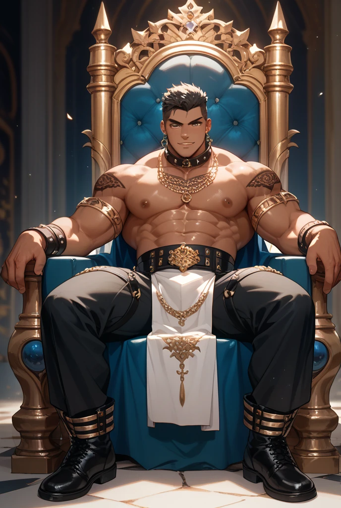 A chubby king sitting on his trone