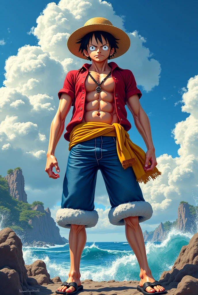 Luffy con el modelo de jojos bizarre adventure
