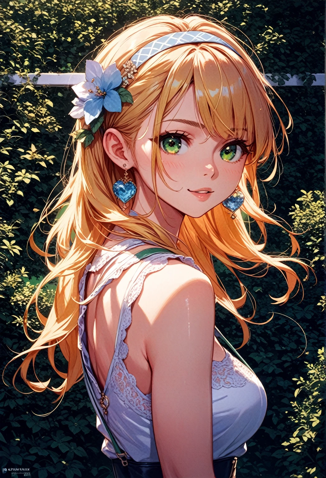 Anja, a blonde with green eyes, divine, wonderful, anime styling