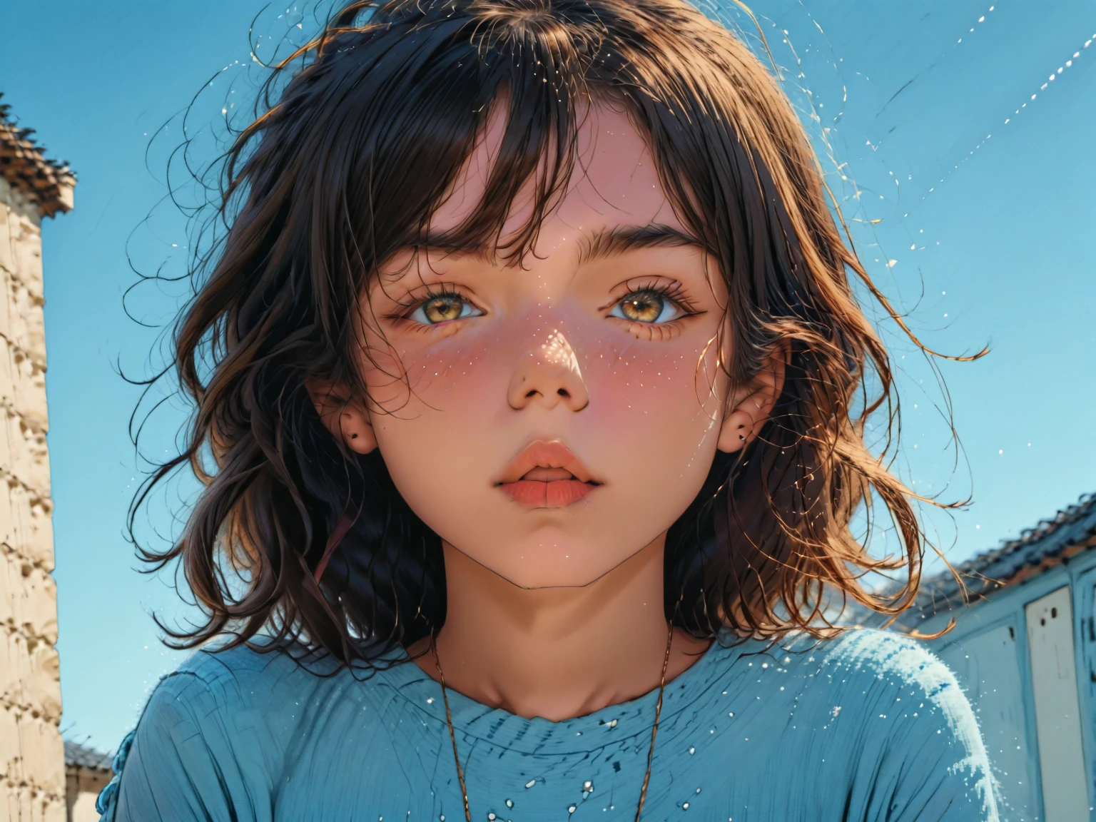 girl with drawing vividly colored with watercolor, 4k