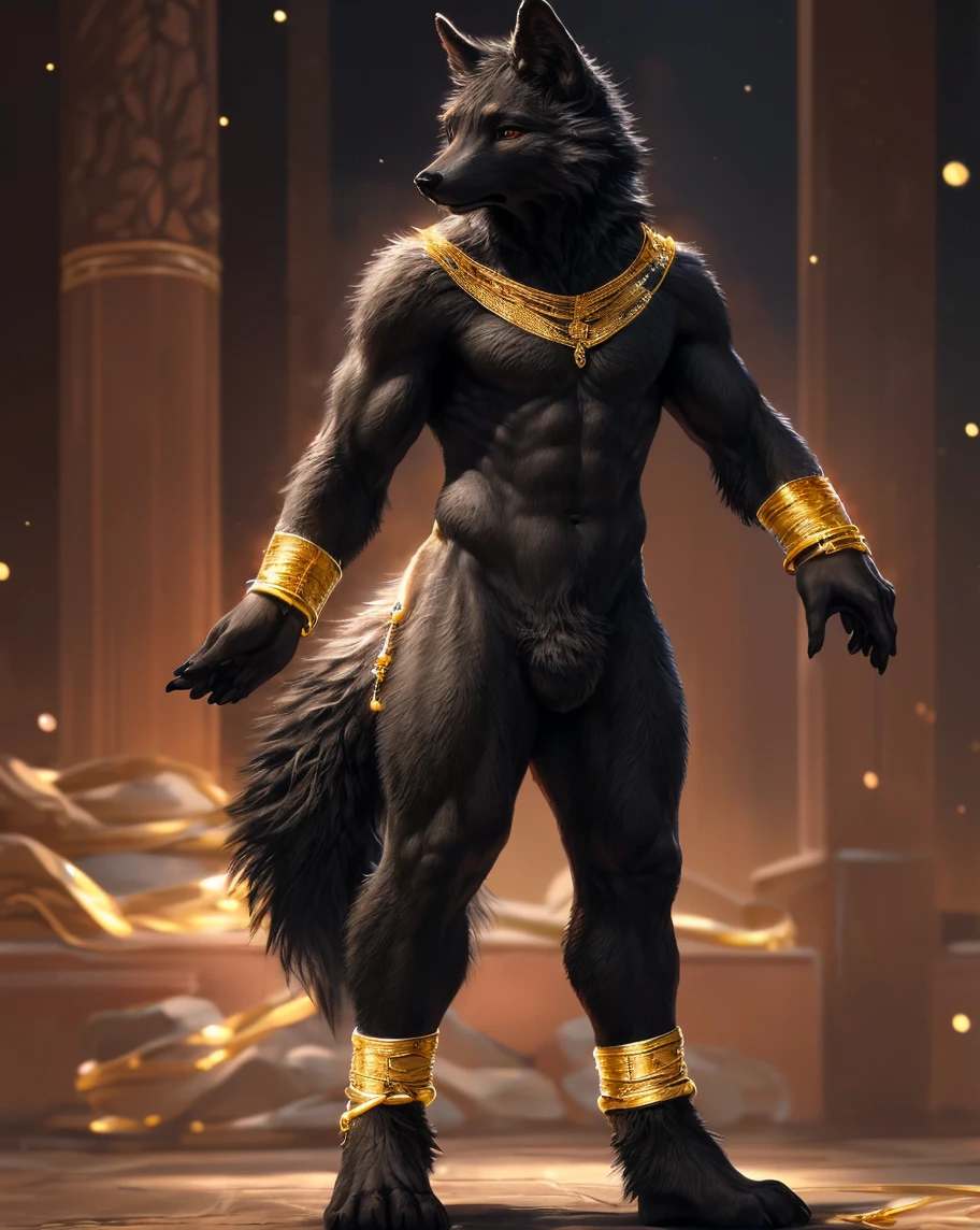 (((Barefoot furry character, full body, cinematic setting, furry male, plantigrade))), (((wearing gold anklets))), (((wearing sandals)))

(((Hades))) - (((God of the Underworld))) depicted as a mysterious (((wolf))) anthro with (((charcoal-gray fur))) and glowing amber eyes. He wears a dark hooded cloak that billows around him. Hades stands barefoot amidst eerie mist and shadows, with spectral forms and ghostly apparitions in the background. Symbols of the underworld like skeletal remains and obsidian pillars surround him. Cerberus, the three-headed dog, is at his side. ((nice soles of feet paws with soft pawpads)), (((hard penis, masturbating, cumming)))

BREAK, detailed background, 8K, (masterpiece:1.5), intricate details, highly detailed, extreme detail, octane render, fine art, best quality, highres, (detailed face:1.5), ((full_body)), UHD, (((perfect hands))), (((perfect feet))), low light