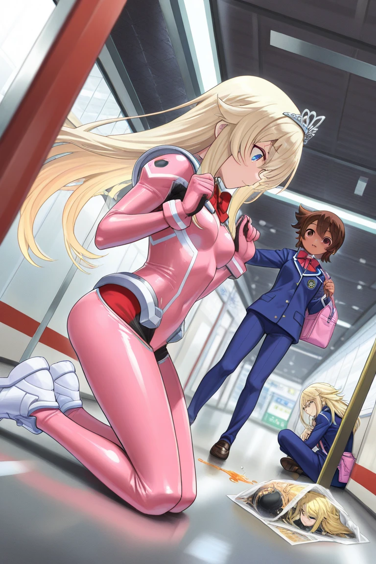 (masterpiece:1.2, Highest quality), Actual, (live-action, Intricate details, Depth of written boundary), 一个穿着black乳膠連體緊身衣褲的女人的特写, Blonde wavy long hair, Green Eyes, 40-year-old woman, Adult, whole body! Asuka suit, Tsuko Kudo wearing a latex suit, Asuka suit under clothes!, Asuka, Special, black, 緊身black皮甲, beautiful Asuka from evangelion, black緊身皮甲, Asuka from evangelion, Spandex Suit, V Chest Clothes, clavicle, Cleavage, big breasts, big , Biggest Breast, Huge breasts, Fake breasts, Thin waist and thick hips, Hourglass Shape, only, Wide pelvis, Pelvis bigr than shoulder blades, Fitness Model, Rosy Cheeks, Sweat, Standing on a crowded train, Many men surround her, the men stared at her, night,Estrus、Mating from behind、Reproduction from behind、ＭSpread your legs、Girl straddling guys（Cowgirl)、Penis in vagina（The glans reaches the uterus）Inserted（ＳＥＸ）、in the middle、 Dripping from the vagina、Showing vagina、Thin pubic hair、Open your jacket、Show your breasts、Nipples erect、Dripping saliva、Red cheeks、Dementia smile、close your eyes、A close-up look at thighs from a low angle、Ahegao、Cowboy Shot、Front facing,Realistic photos、、NSFW、、Front tucked up、From below、orgasm、idol dress