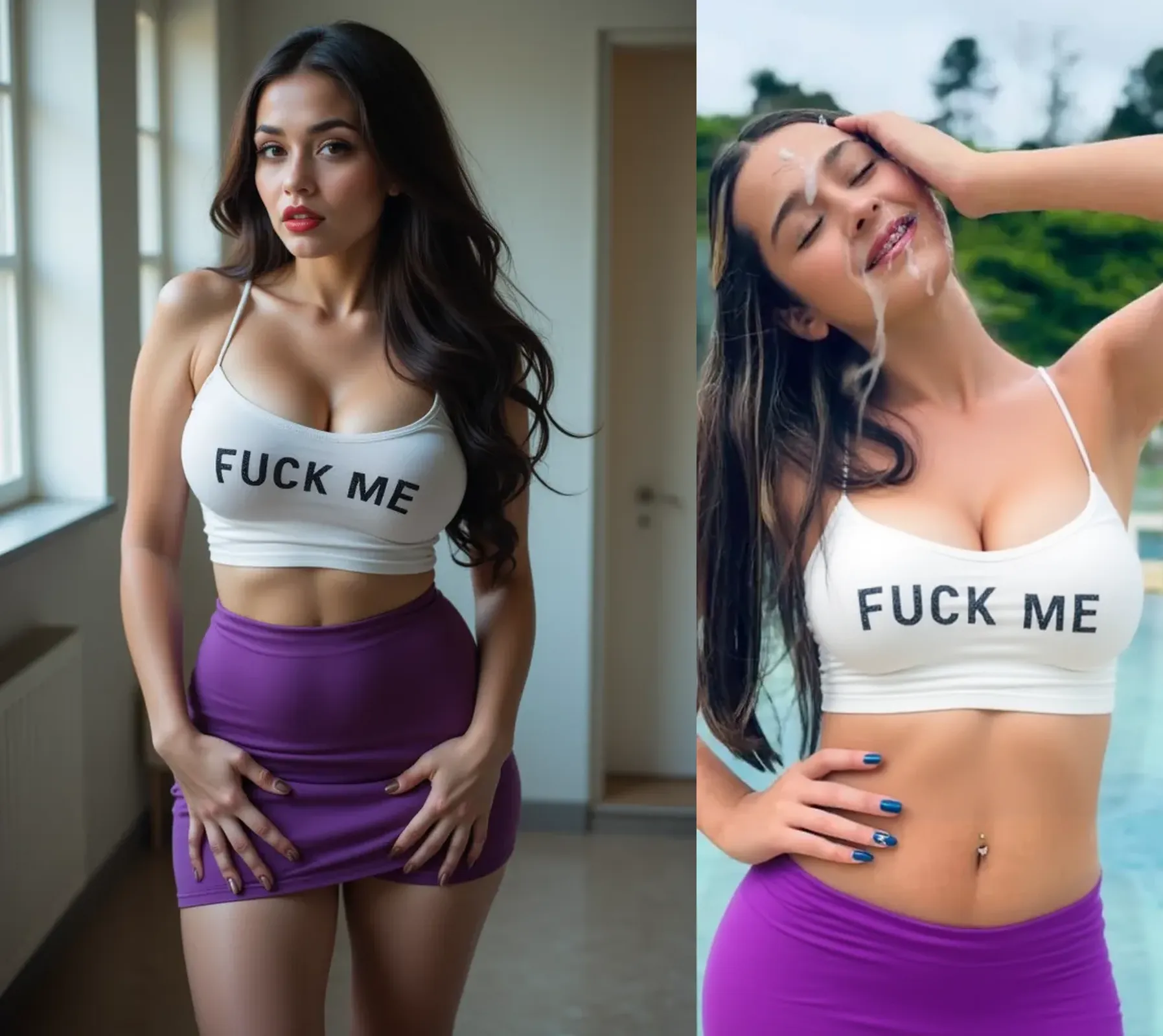 30 years old, gorgeous cute Italian girl, smirk, freckles, polaroid photo, (dark skin:1.4), (medium blue long hair:1.4), (Ayami Nakajo:1.4), Arafed Woman in a light blue tank top and a necklace, in a shopping mall, Sexy girl with light brown eyes, Portrait Sophie Mudd, short brown hair and large eyes, selfie of a young woman, Bedroom eyes, Violet Myers, without makeup, Natural makeup, looking directly into camera, face with artgram, subtle makeup, Stunning full body photo, piercing green eyes, beautiful angle, Attractive pose, Cute, sexy pose, Full body image, full body, full body shoot, Brunette goddess, High detail, Satisfied pose, with gray skirt and boots, skirt, Boots, Gym fit, nice legs and quads, sexy look, famous beautiful model, good young girl, (masterpiece:1.0),(best_quality:1.0), ultra high res,4K,ultra-detailed, photography, 8K, HDR, highres, absurdres:1.2, Kodak portra 400, blurry background, bokeh, lens flare, (vibrant_color:1.2),professional photograph, (the_tattoo:1.4), (beautiful_face:1.5),(narrow_waist). --v 6