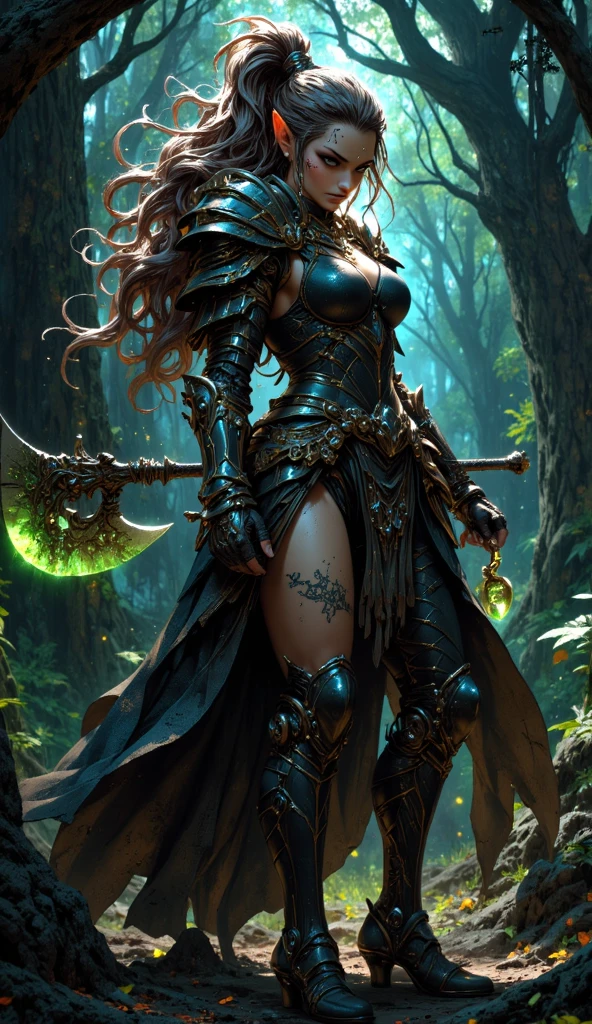 Steampunk Witchblade , full body blending in a swamp, anatomy, centered, approaching perfection, dynamic, highly detailed, artstation, concept art, smooth, sharp focus, illustration, n, unique, award winning, masterpiece, looking at viewe-- ar 9:16 , -- Chaos 100
